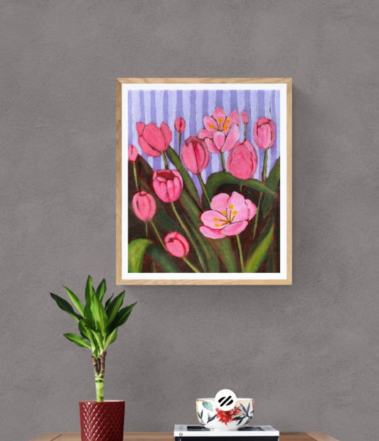 Stripy tulips Print