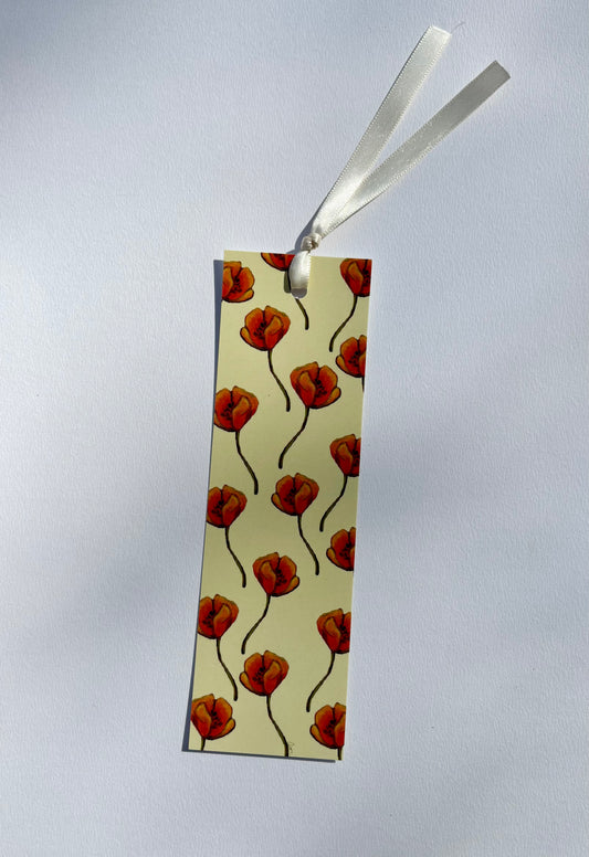 Single poppy bookmark
