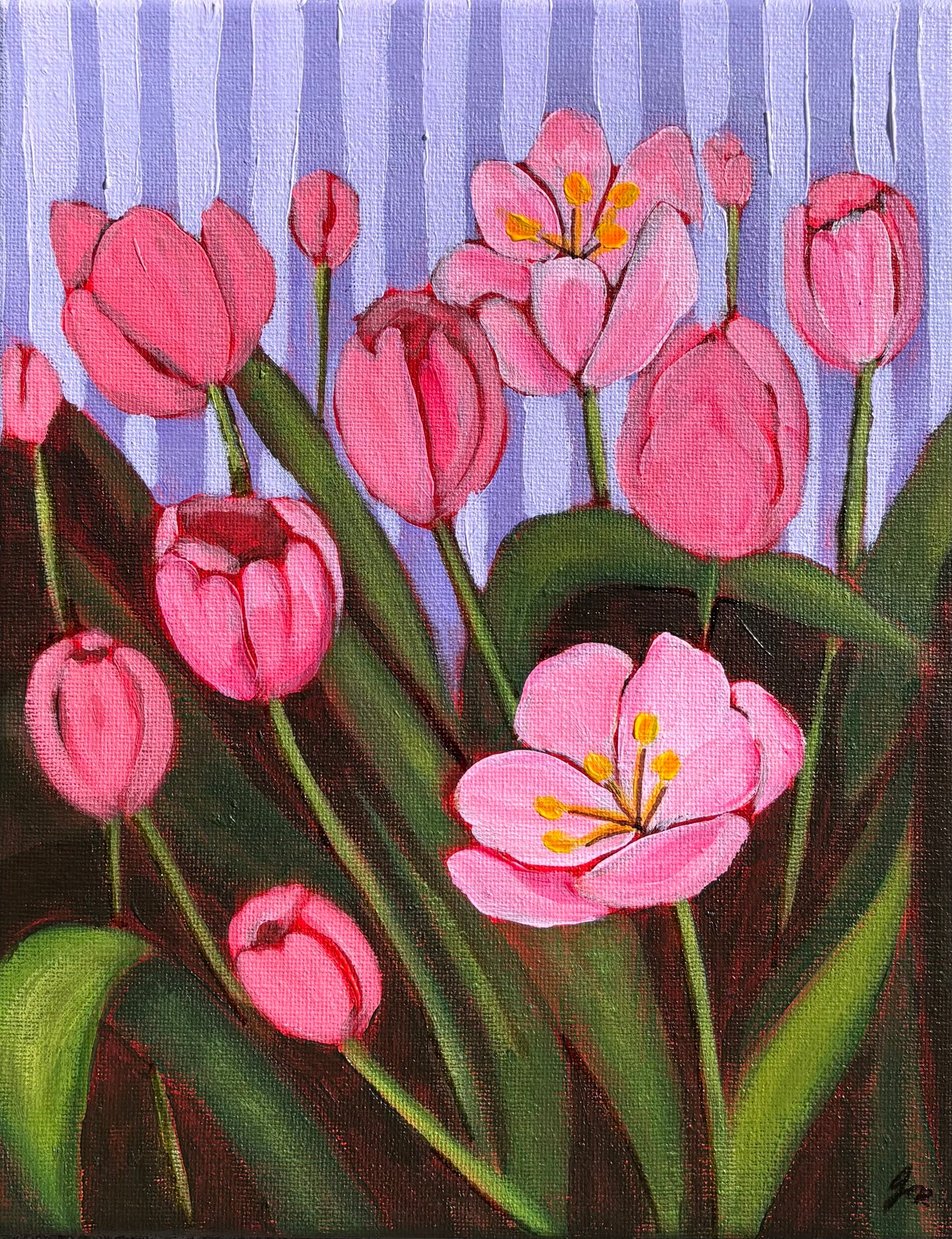 Stripy tulips Print