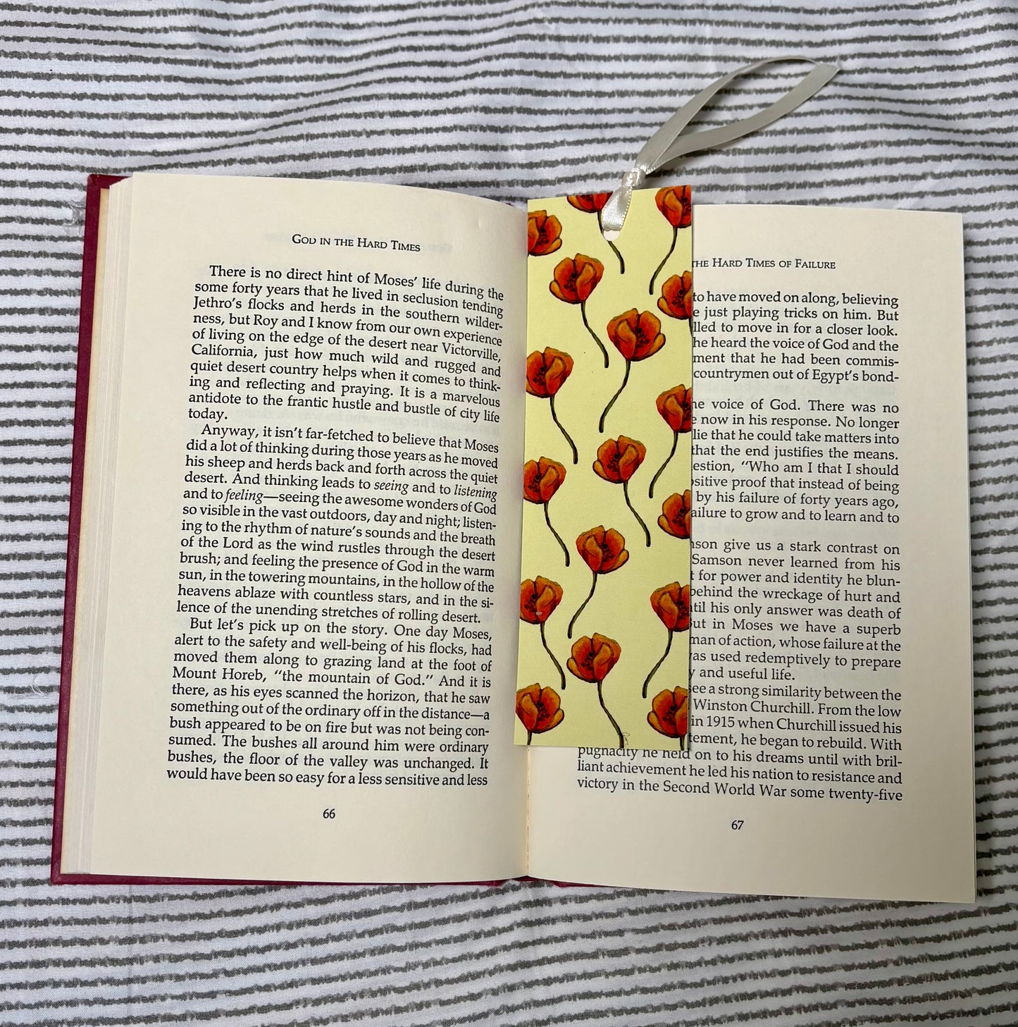 Single poppy bookmark